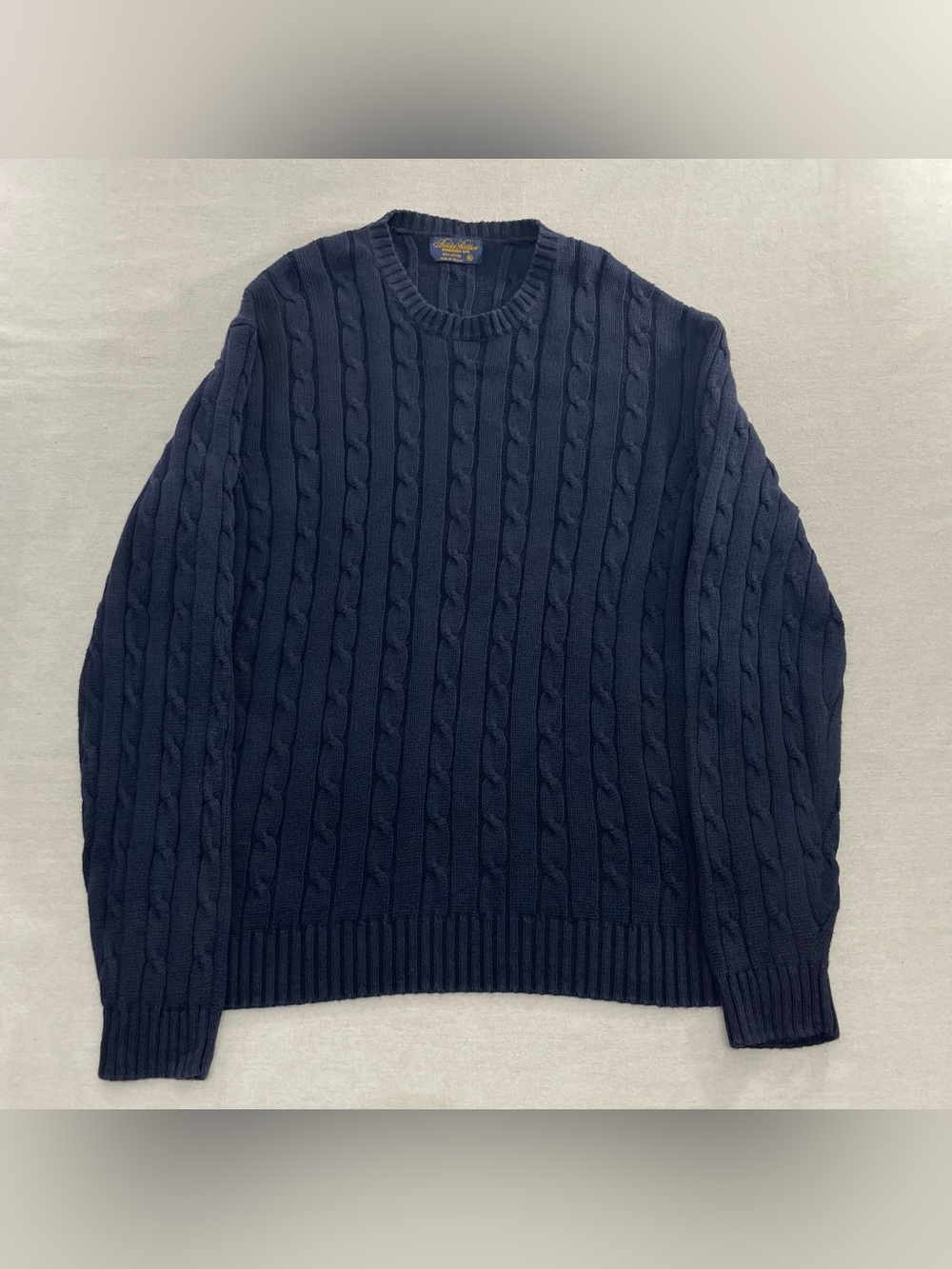 Vintage Brooks Brothers Sweater Men's XL Navy Pullover Cable Knit Fisherman 90s